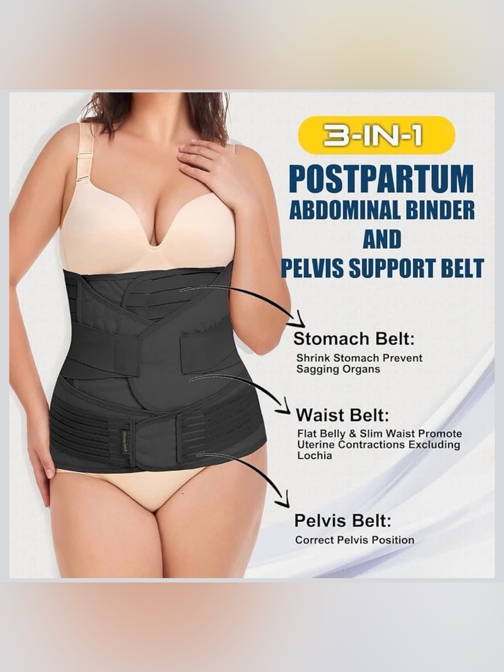Postpartum Abdominal Binder & Pelvis Support Belt - Black